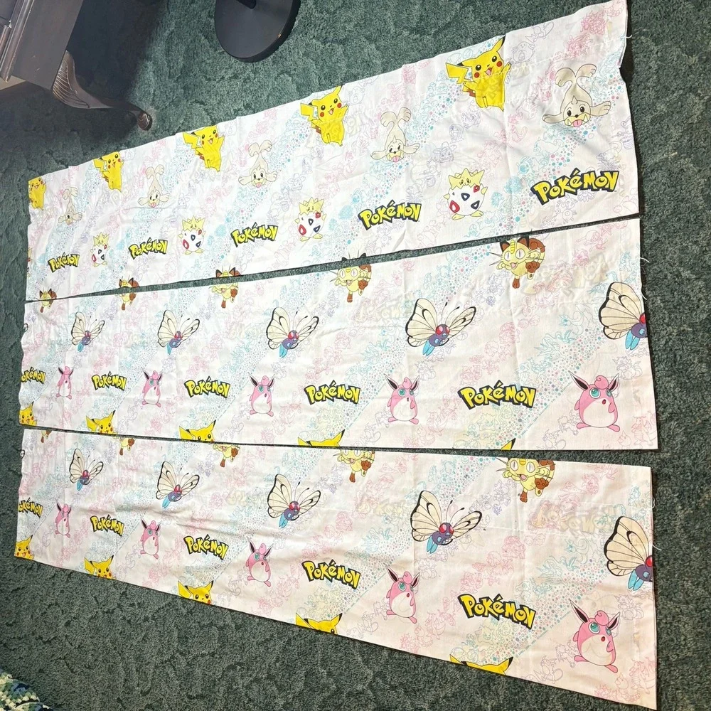 Pokémon 1995-1998 Curtains Toppers Set Of 3 LONG 84